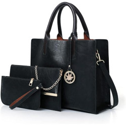 Homarket 3pcs Handbags for Women Fashion Tote Bags Shoulder Bag Top Handle Satchel Purse (Black#1) Homarket 3pcs Handbags for Women Fashion Tote Bags Shoulder Bag Top Handle Satchel Purse (Black#1)