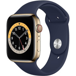 Apple Watch Series 6 (GPS + Cellular, 40mm) - Gold Stainless Steel Case with Deep Navy Sport Band Apple Watch Series 6 (GPS + Cellular, 40mm) - Gold Stainless Steel Case with Deep Navy Sport Band