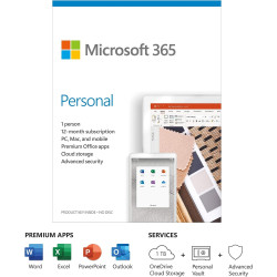 Microsoft 365 Personal | Office 365 apps | 1 user | 1 year subscription | PC/Mac, Tablet and phone | multilingual | box Microsoft 365 Personal | Office 365 apps | 1 user | 1 year subscription | PC/Mac, Tablet and phone | multilingual | box