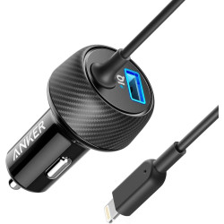 Anker 24W 2-Port Lightning Car Charger, PowerDrive 2 Elite with 3ft MFI Certified Lightning Cable for iPhone XS/Max/XR/X/8/Plus, iPad Air 2/Mini 4, PowerIQ for Galaxy Note, LG, Nexus, HTC, and More