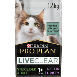 Pro Plan Purina Pro Plan LiveClear Sterilised Adult, Allergen Reducing Dry Cat Food with Turkey 1.4 kg Pro Plan Purina Pro Plan LiveClear Sterilised Adult, Allergen Reducing Dry Cat Food with Turkey 1.4 kg