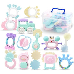 Baby Teether Toy Rattle for Baby Toys 0-12 Months Plus with Storage Box -14 Pcs BPA Free Soft Silicone Teething Toys Newborn Baby Sensory Toys Gifts 3 6 9 12 Months for Early Educational (14PC) Baby Teether Toy Rattle for Baby Toys 0-12 Months Plus with Storage Box -14 Pcs BPA Free Soft Silicone Teething Toys Newborn Baby Sensory Toys Gifts 3 6 9 12 Months for Early Educational (14PC)