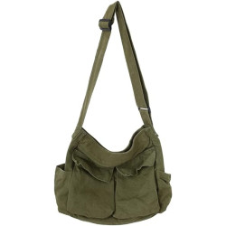 Canvas Messenger Bag Large Hobo Crossbody Bag with Multiple Pockets Canvas Shoulder Tote Bag for Women and Men