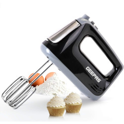 Geepas 400W Hand Mixer | Professional Food & Cake for Baking 5 Speed with Turbo Function, Includes Chrome Extra Long Beaters and Dough Hooks Dishwasher Safe Accessories – 2 Years Warranty
