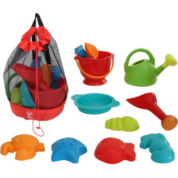 Hape Beach Toy Essential Set, Sand Toy Pack, Mesh Bag Included, E8603, Red Hape Beach Toy Essential Set, Sand Toy Pack, Mesh Bag Included, E8603, Red