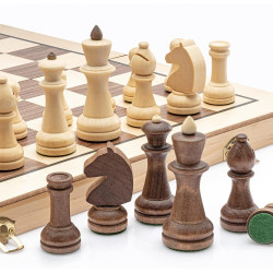 Lingle 15Inch Cross-Free Pieces Wooden Folding Chess Set with No Cross - 3'' King Height/Maple & Walnut Inlay Board Game Lingle 15Inch Cross-Free Pieces Wooden Folding Chess Set with No Cross - 3'' King Height/Maple & Walnut Inlay Board Game